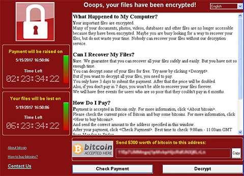 WannaCrypt screen shot